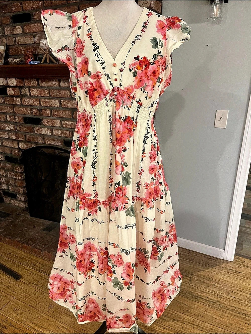 Taylor NWOT PTP 22 Women's Cap Sleeve V-Neck Floral Fit and Flare Dress - Picture 2 of 4